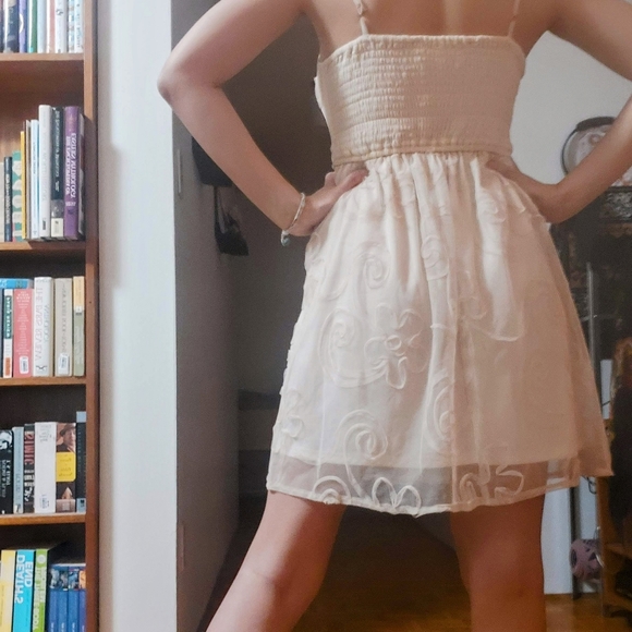 Band of Gypsies Cream Gauzy Mini Dress - Picture 3 of 6